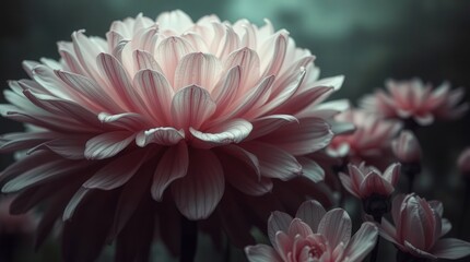 Obraz premium Close-up of blooming pink dahlia in soft light.