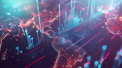 Obraz premium Business and economic growth on global business network, Data analysis of financial and banking, Generative AI illustrations.