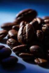 Fototapeta premium Close-up of coffee beans with rich, dark textures.