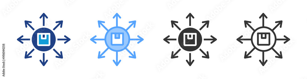 Poster distributor icon set multiple style collection
