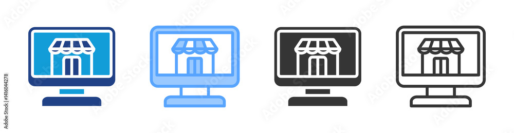 Poster marketplace icon set multiple style collection