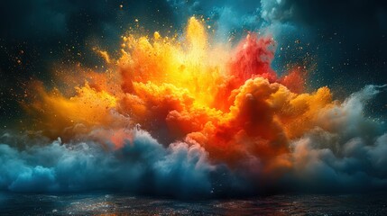 Naklejka premium Chromatic genesis: An ethereal explosion of light and color in a celestial realm