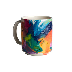 Vibrant Abstract Art Coffee Mug Colorful Paint Strokes Design Home Decor
