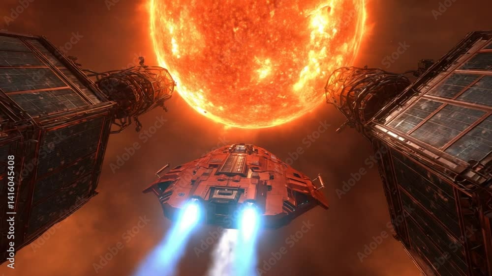 Poster pilot navigates tight plasma tunnels in dying star system generative ai