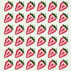 set of strawberries. Strawberries colorful wallpaper print background. Fruit illustration isolated on background. Greeting card background with strawberries for your design. 