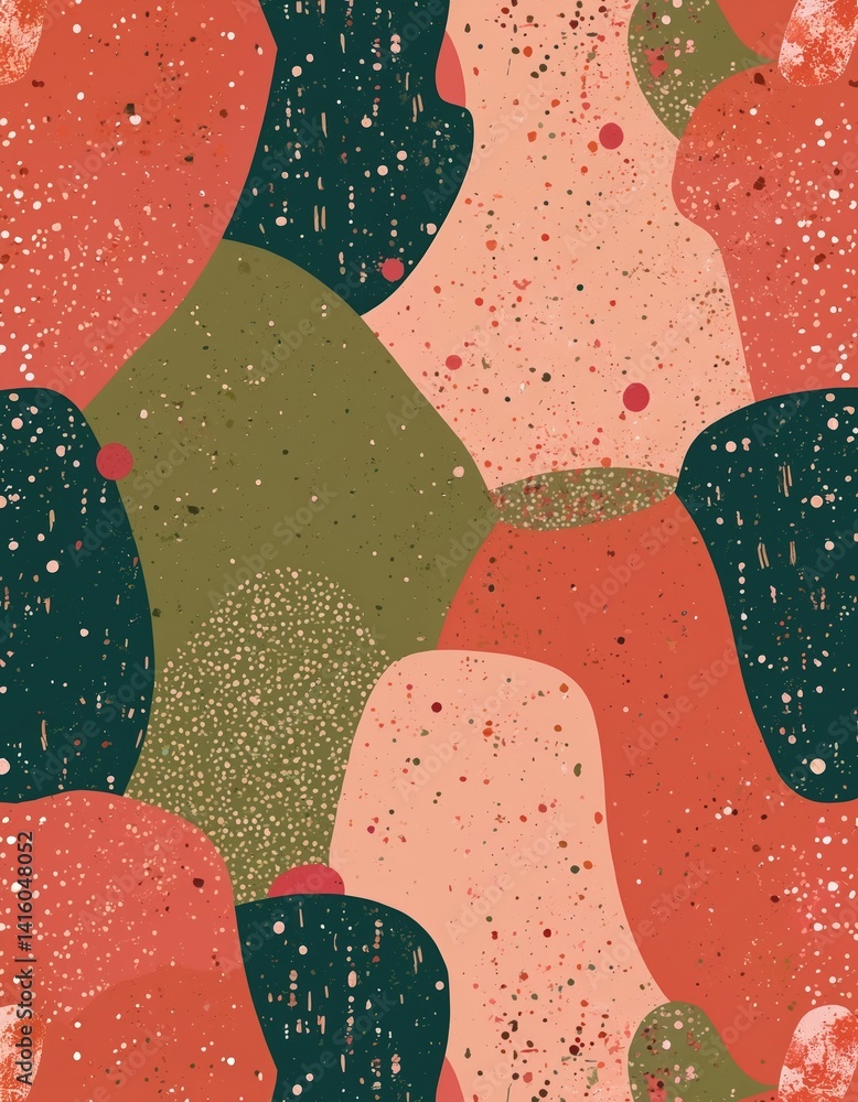 Poster abstract colorful design with texture. geometric shapes with gradient, speckles, organic style. perf