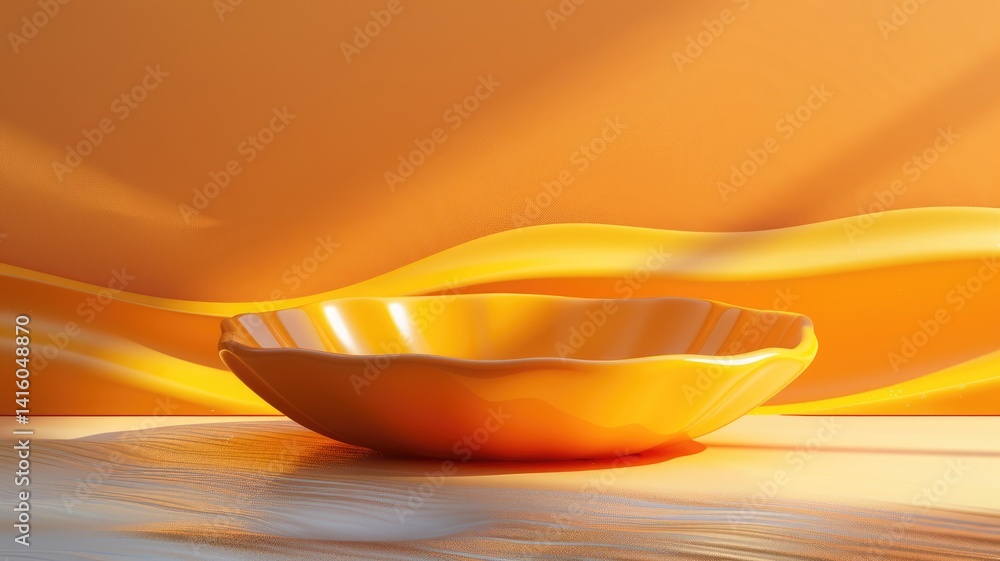 Aufkleber this abstract image features a distorted view of an orange plate against a smooth, wavy background. 