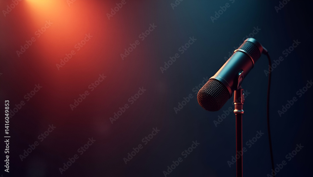 Poster sleek modern microphone for song contests: advanced audio technology & design for high-profile broad