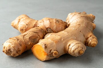 Fototapeta premium ginger root on white background