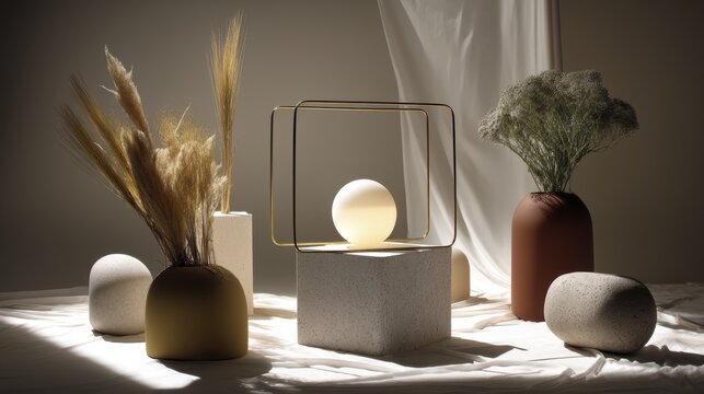 Clean white square framework on a neutral-3 - design symmetry stark