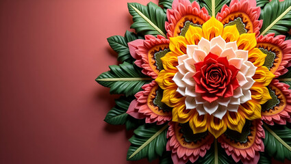 Elegant Vesak floral mandala photostock capturing refined botanical arrangement formal artistic design and vibrant cultural symbolism in sacred celebratory decor in  Photo Stock  Concept  and empty sp