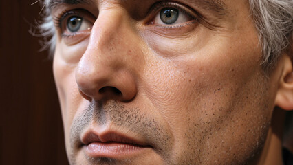 Closeup of a man staying focused to his goals and aspirations.