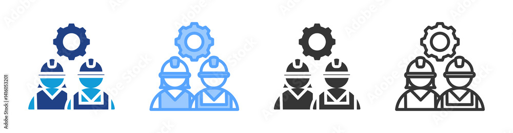 Poster Field Engineering icon set multiple style collection