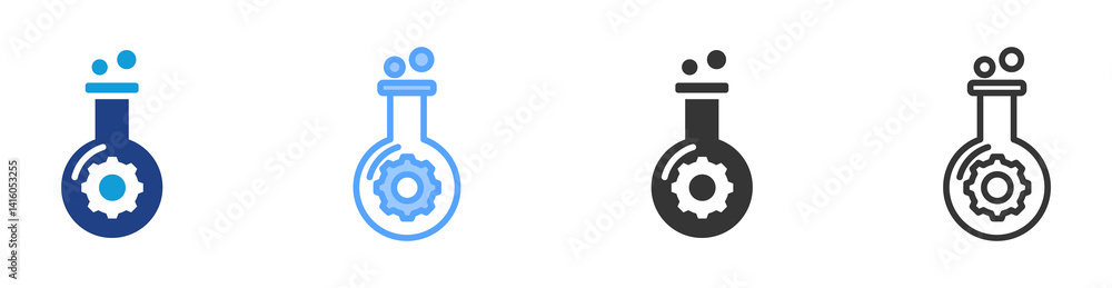 Poster chemical engineering icon set multiple style collection