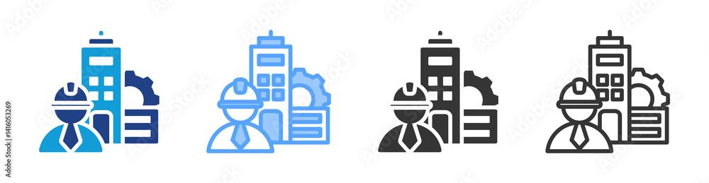 Poster civil engineering icon set multiple style collection