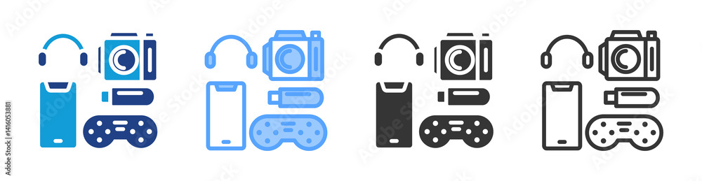 Poster Electronic Devices icon set multiple style collection