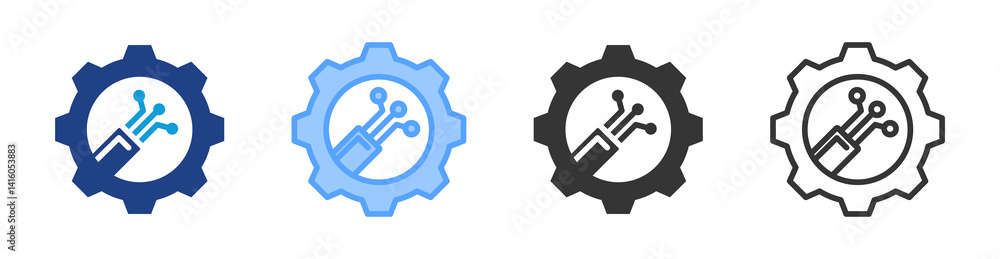 Poster Optical Fibers icon set multiple style collection