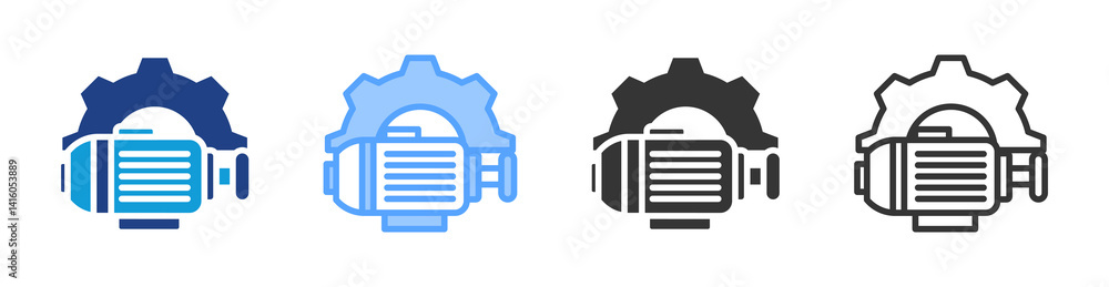 Poster motors icon set multiple style collection