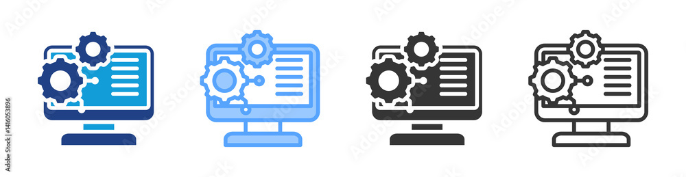 Poster Computer Systems icon set multiple style collection