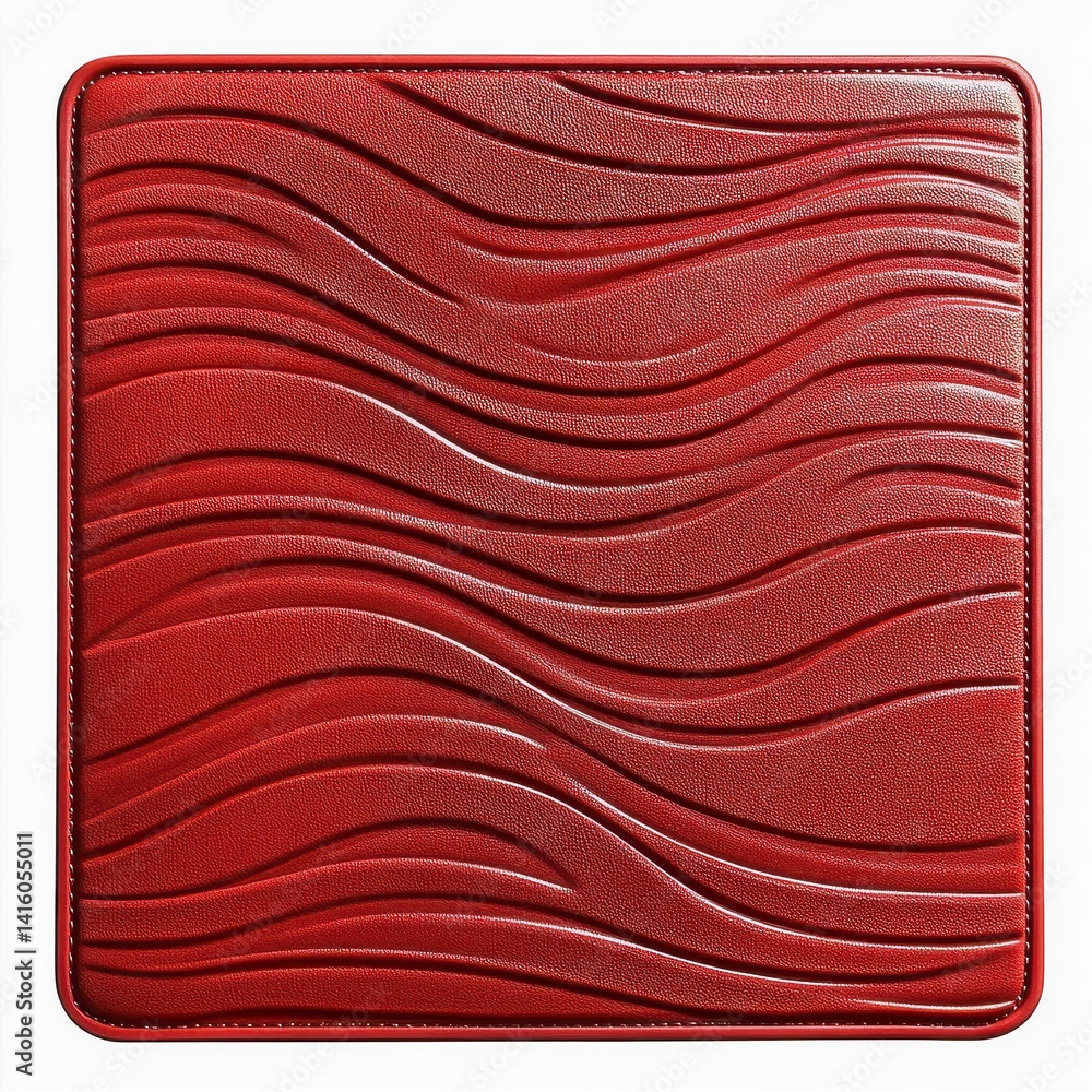 Poster red welcome table mat with wave patterns square shape isolated on white textured crimson surface dec