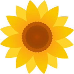Bright Sunflower Vector Illustration in Flat Design Style