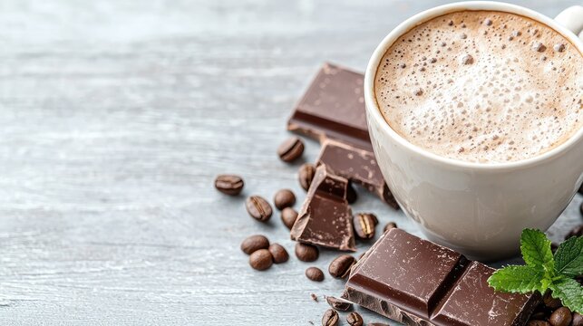 Creamy coffee drink closeup warm colors food beverage photo