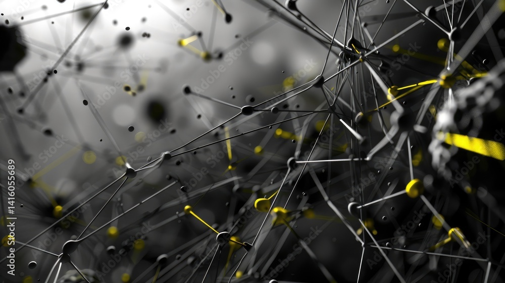 Poster explore a detailed abstract network design, illustrating the intricacies of artificial intelligence 
