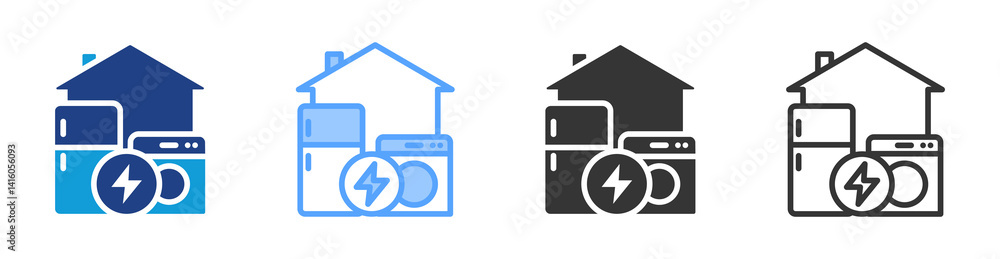 Poster electric appliances icon set multiple style collection