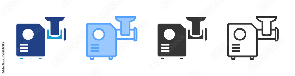 Poster meat grinder icon set multiple style collection