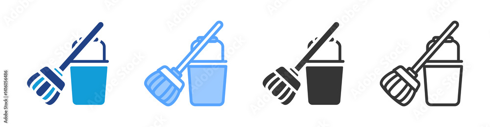 Poster Mop icon set multiple style collection