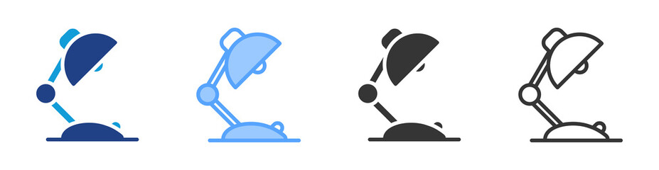 Desk Lamp icon set multiple style collection
