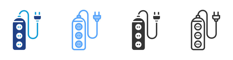 Extension Cord icon set multiple style collection