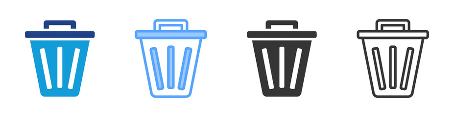 Trash Can icon set multiple style collection