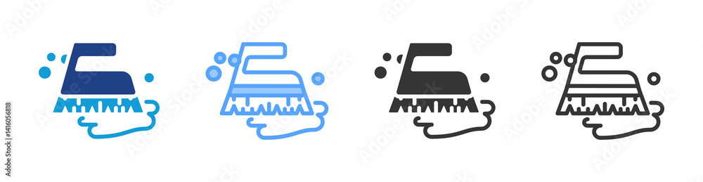 Aufkleber scrub brush icon set multiple style collection