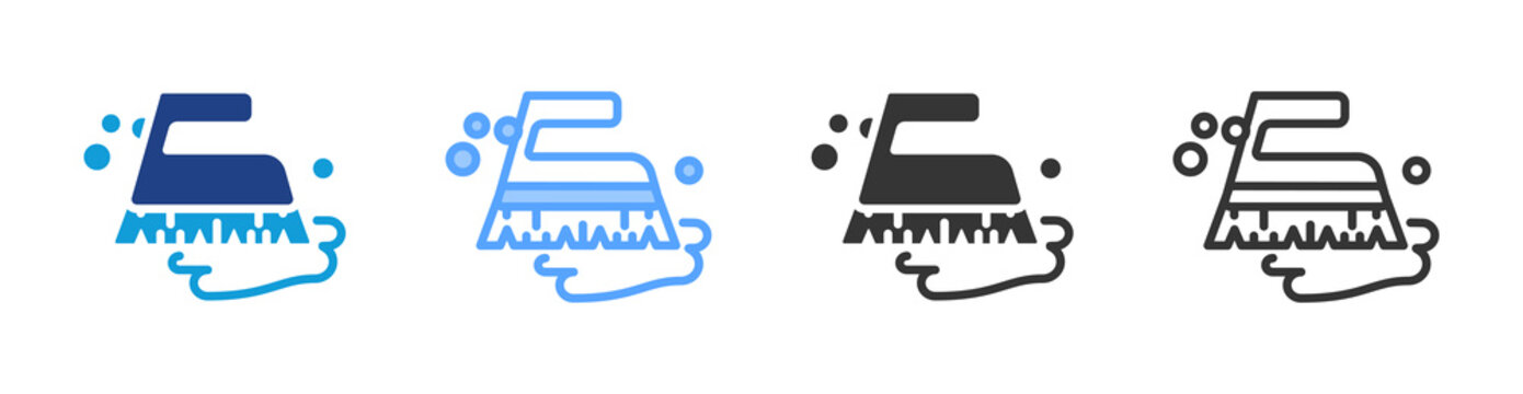 Scrub Brush icon set multiple style collection