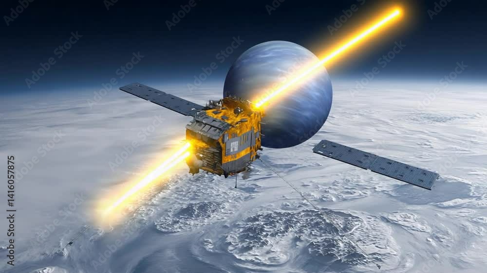 Aufkleber robotic probe transmits data from volcanic exoplanet's orbit generative ai
