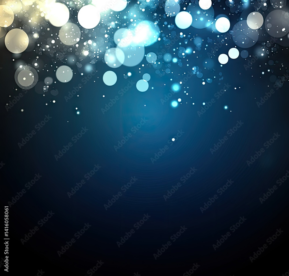 Poster a captivating abstract background featuring shimmering silver and blue bokeh lights. creating a fest