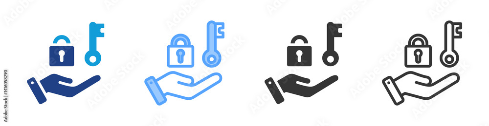 Poster Security Features icon set multiple style collection