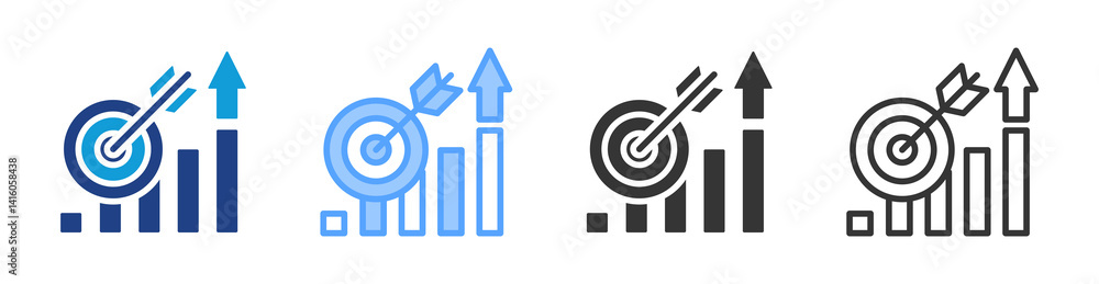 Poster Targeted Performance icon set multiple style collection