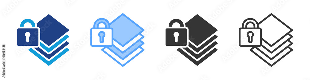 Poster Layer Security icon set multiple style collection