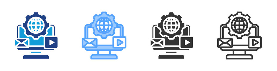 Media Services icon set multiple style collection