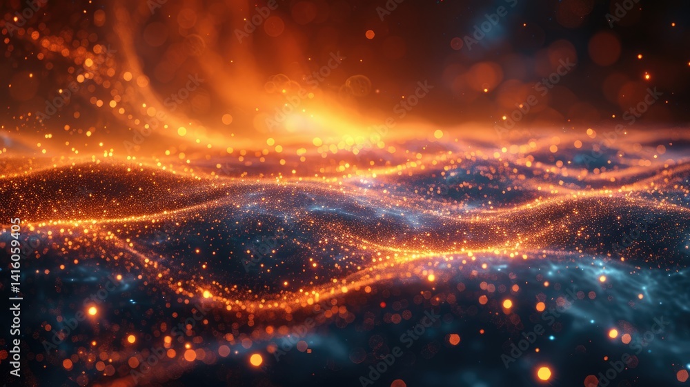 Poster abstract flowing wave pattern with dotted texture. digital art for design of vibrant color with line