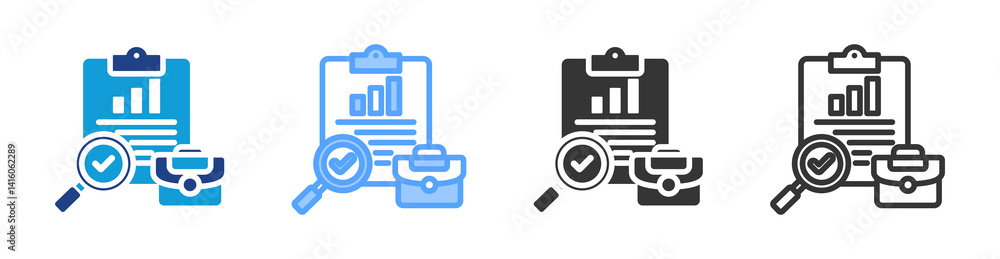 Poster Job Evaluation icon set multiple style collection