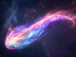 Obraz premium 40. A glowing comet trail creating a fluid abstract design in space