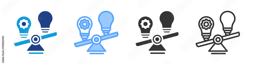 Poster Factor Comparison icon set multiple style collection