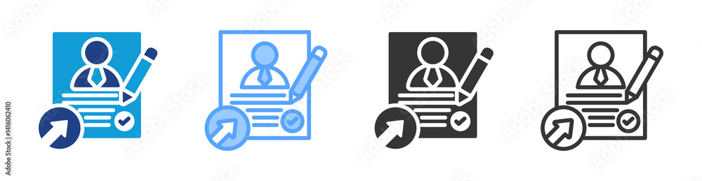 Poster Job Reference icon set multiple style collection