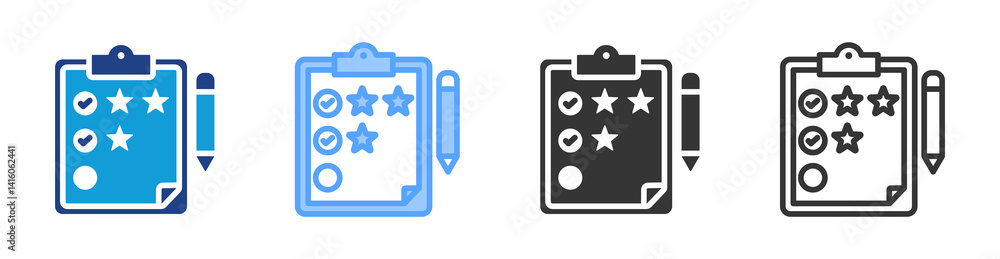 Poster Performance Review icon set multiple style collection
