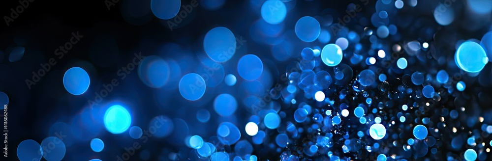 Aufkleber a mesmerizing close-up of shimmering blue bokeh lights against a dark background. creating a dreamy 