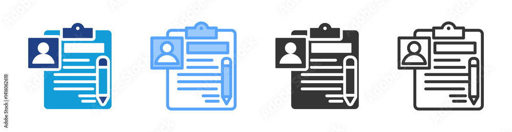 Poster job depiction icon set multiple style collection