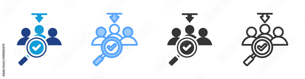 Poster recruitment icon set multiple style collection